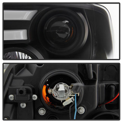Light Bar DRL Black Projector Headlights <br>09-18 Ram 1500 2500 3500