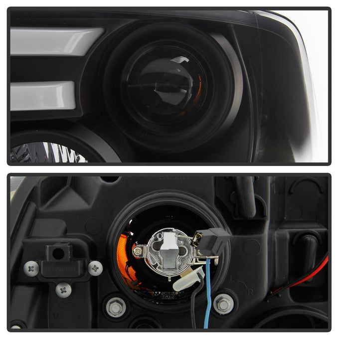 Light Bar DRL Black Projector Headlights <br>09-18 Ram 1500 2500 3500