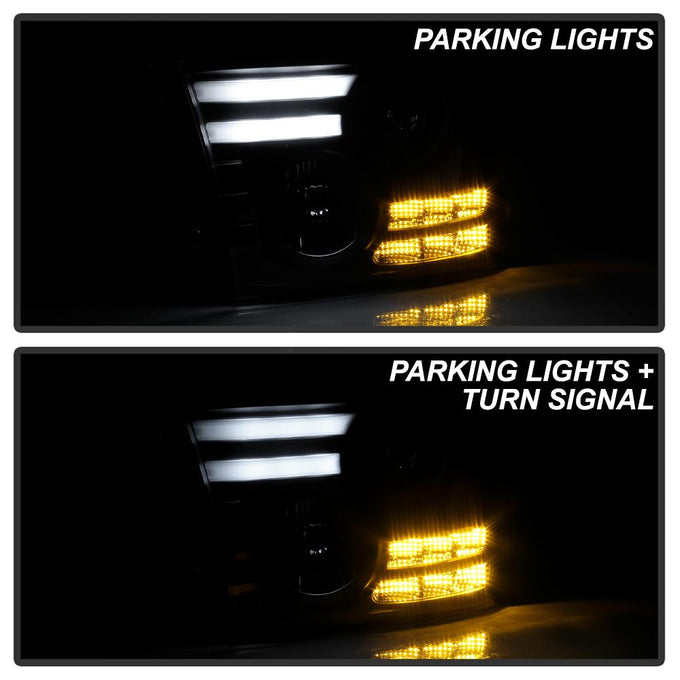 Light Bar DRL Black Projector Headlights <br>09-18 Ram 1500 2500 3500