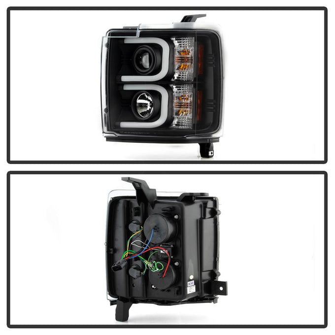 Light Bar DRL Black Projector Headlights <br>15-19 Chevrolet Silverado 2500 HD Silverado 3500 HD