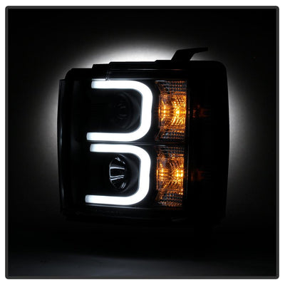 Light Bar DRL Black Projector Headlights <br>15-19 Chevrolet Silverado 2500 HD Silverado 3500 HD