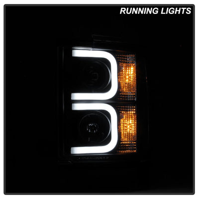 Light Bar DRL Black Projector Headlights <br>15-19 Chevrolet Silverado 2500 HD Silverado 3500 HD