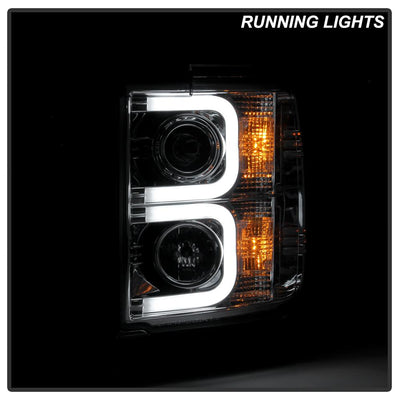 Light Bar DRL Chrome Projector Headlights <br>15-19 Chevrolet Silverado 2500 HD Silverado 3500 HD