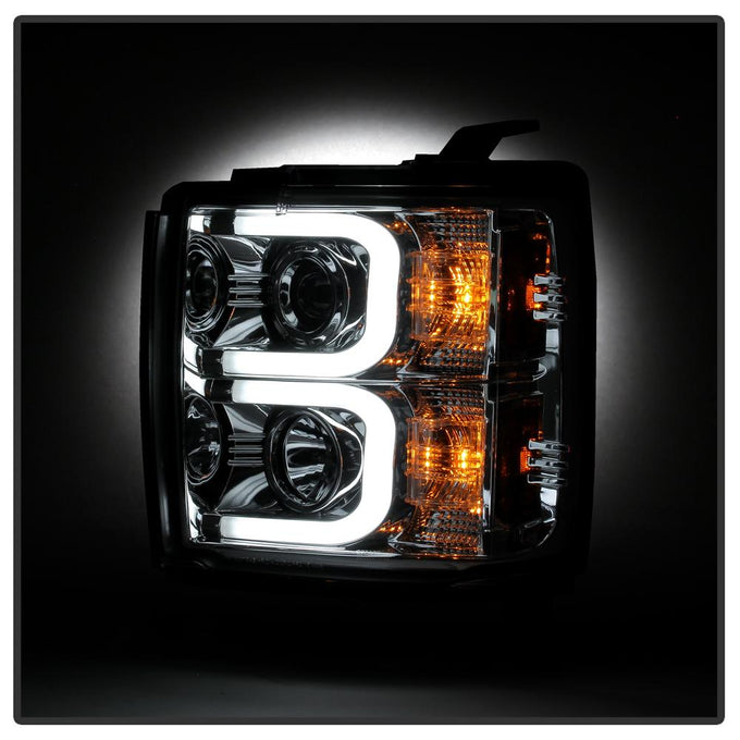 Light Bar DRL Smoke Projector Headlights <br>15-19 Chevrolet Silverado 2500 HD Silverado 3500 HD