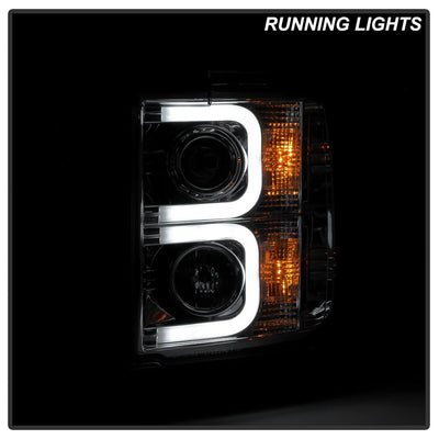 Light Bar DRL Smoke Projector Headlights <br>15-19 Chevrolet Silverado 2500 HD Silverado 3500 HD