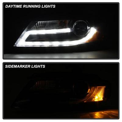 DRL LED Black Projector Headlights <br>09-12 Audi A4 A4 Quattro