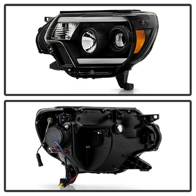 Light Bar DRL Black Projector Headlights <br>12-15 Toyota Tacoma