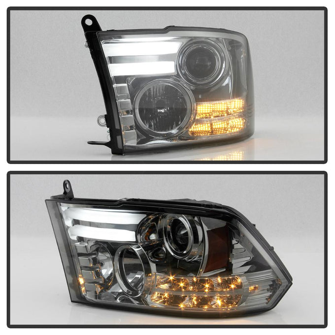 Light Bar DRL Smoke Projector Headlights <br>09-18 Ram 1500 2500 3500