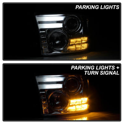 Light Bar DRL Smoke Projector Headlights <br>09-18 Ram 1500 2500 3500