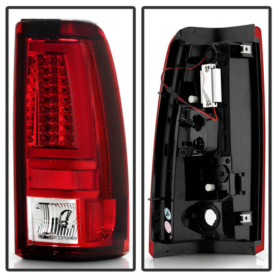 Version 2 Red Clear LED Tail Lights <br>99-02 Chevy Silverado, GMC Sierra 1500 2500 3500