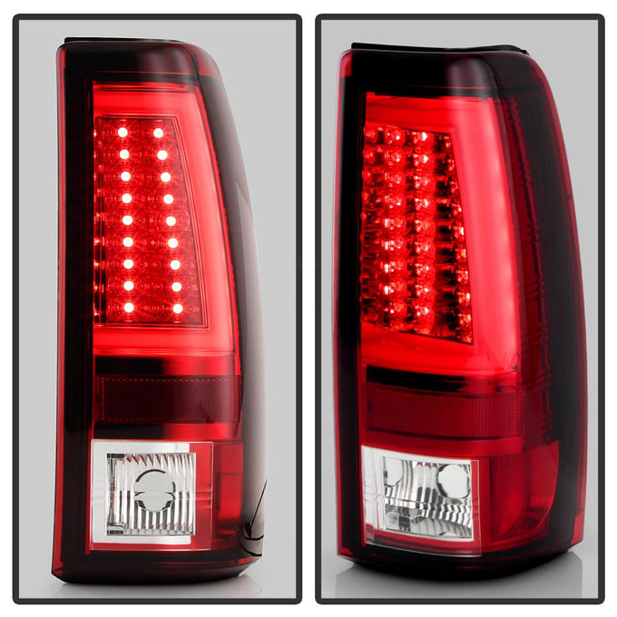 Version 2 Red Clear LED Tail Lights <br>99-02 Chevy Silverado, GMC Sierra 1500 2500 3500