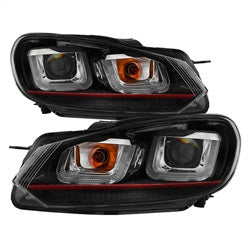 Version 3 Black Dual U DRL Projector Headlights <br>10-13 Volkswagen GTI Golf 12-13 Volkswagen Golf R