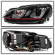 Version 3 Black Dual U DRL Projector Headlights <br>10-13 Volkswagen GTI Golf 12-13 Volkswagen Golf R
