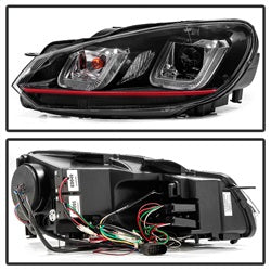 Version 3 Black Dual U DRL Projector Headlights <br>10-13 Volkswagen GTI Golf 12-13 Volkswagen Golf R