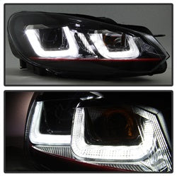 Version 3 Black Dual U DRL Projector Headlights <br>10-13 Volkswagen GTI Golf 12-13 Volkswagen Golf R
