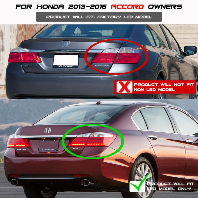 Black LED Tail Lights <br>13-15 Honda Accord