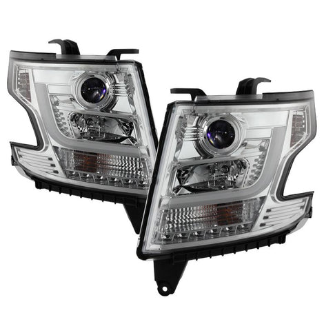 DRL LED Chrome Projector Headlights <br>15-20 Chevrolet Suburban Tahoe 16-19 Chevrolet Suburban 3500 HD