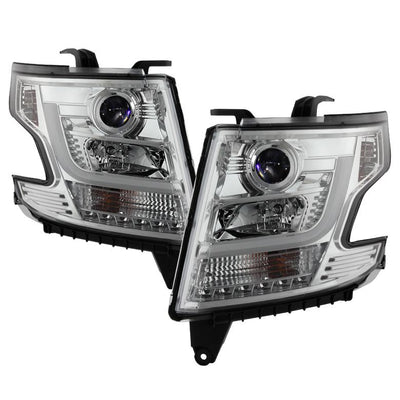 DRL LED Chrome Projector Headlights <br>15-20 Chevrolet Suburban Tahoe 16-19 Chevrolet Suburban 3500 HD