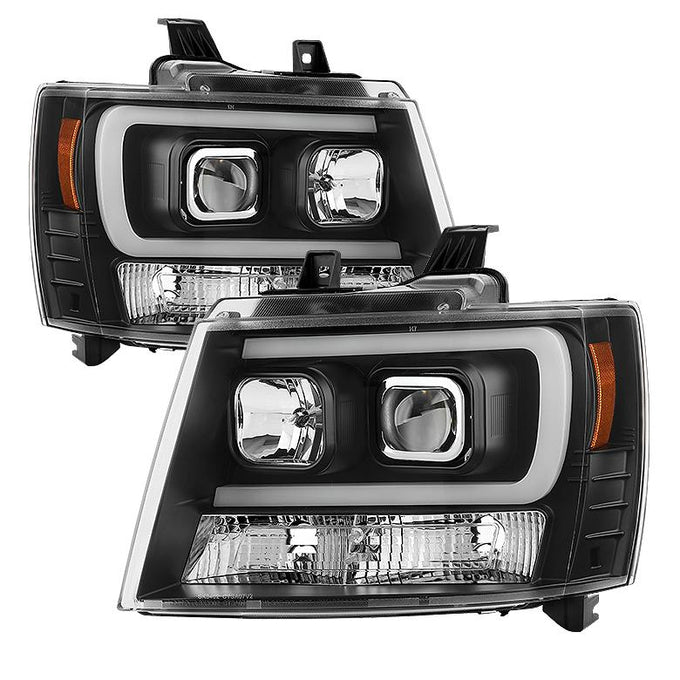 Version 2 Black Light Bar DRL Projector Headlights <br>07-14 Chevy Avalanche Suburban 1500 2500