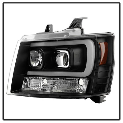 Version 2 Black Light Bar DRL Projector Headlights <br>07-14 Chevy Avalanche Suburban 1500 2500