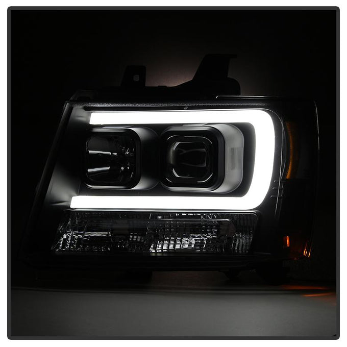 Version 2 Black Light Bar DRL Projector Headlights <br>07-14 Chevy Avalanche Suburban 1500 2500