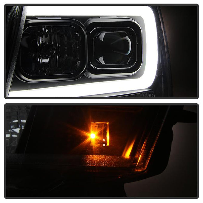 Version 2 Black Light Bar DRL Projector Headlights <br>07-14 Chevy Avalanche Suburban 1500 2500
