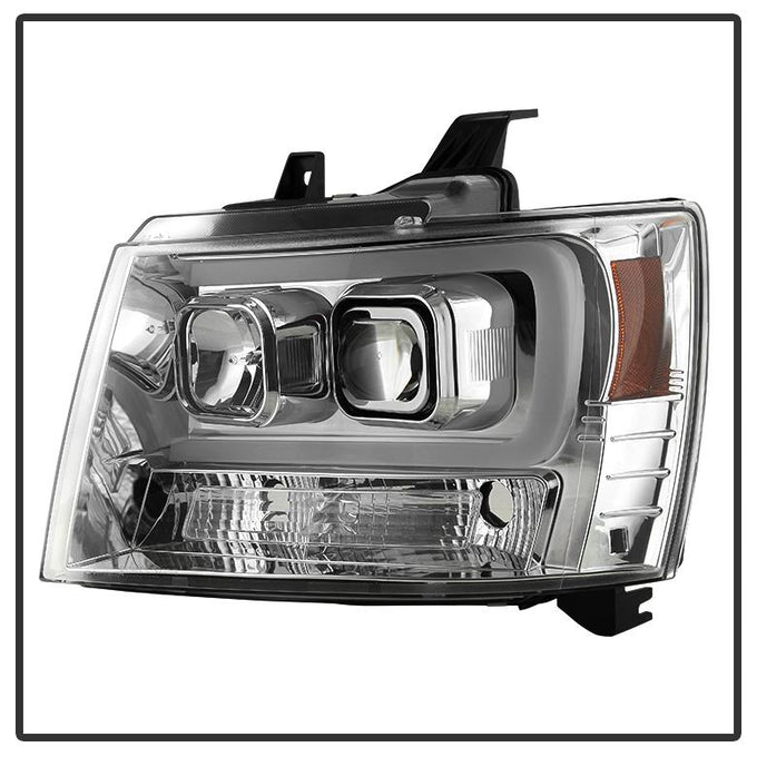 Version 2 Chrome Light Bar DRL Projector Headlights <br>07-14 Chevy Avalanche Suburban 1500 2500