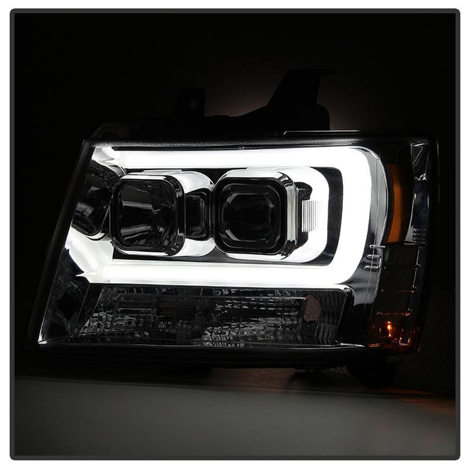 Version 2 Smoke Light Bar DRL Projector Headlights <br>07-14 Chevy Avalanche Suburban 1500 2500