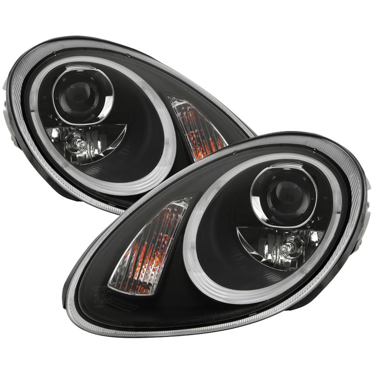 DRL LED Black Projector Headlights <br>05-08 Porsche Boxster 06-08 Porsche Cayman