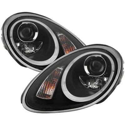 DRL LED Black Projector Headlights <br>05-08 Porsche Boxster 06-08 Porsche Cayman