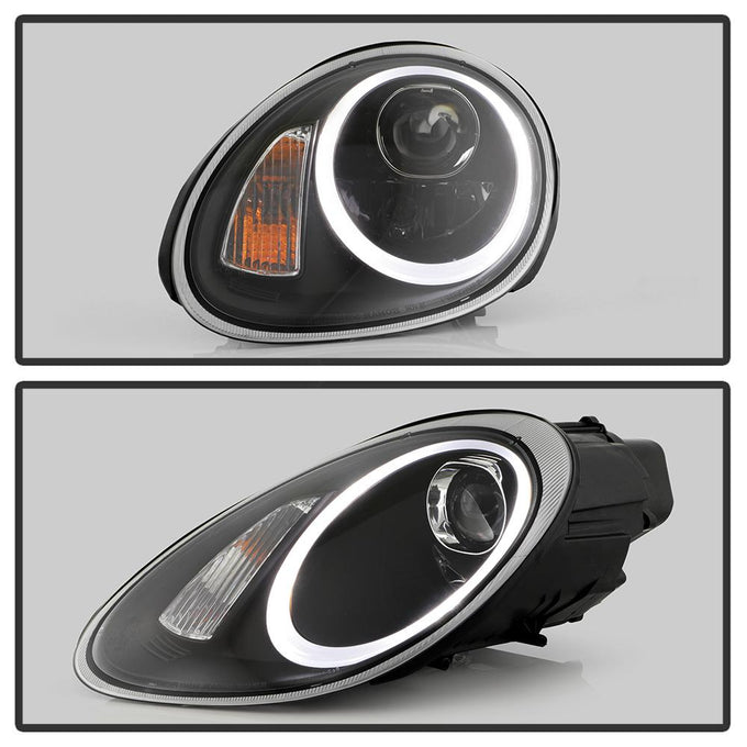 DRL LED Black Projector Headlights <br>05-08 Porsche Boxster 06-08 Porsche Cayman