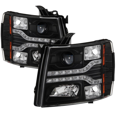 Version 2 Black LED DRL Projector Headlights <br>07-13 Chevy Silverado 1500, 2500 HD, 3500 HD