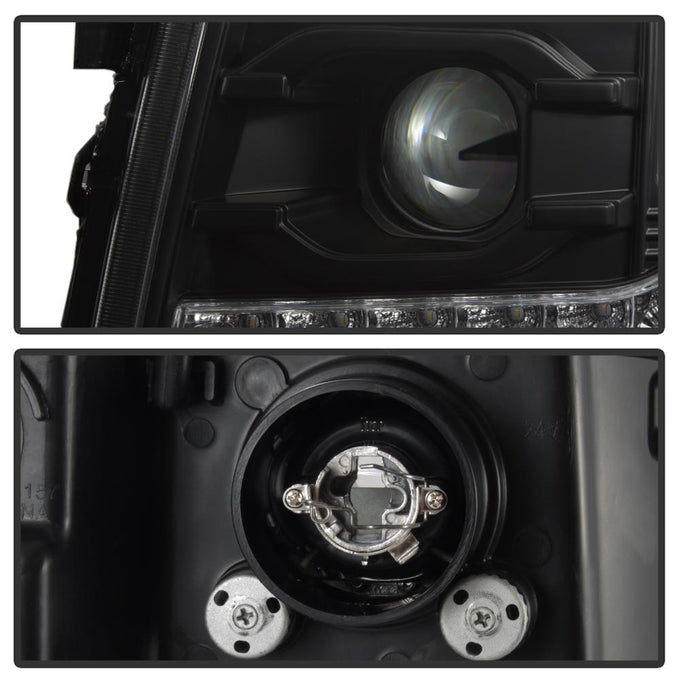 Version 2 Black LED DRL Projector Headlights <br>07-13 Chevy Silverado 1500, 2500 HD, 3500 HD