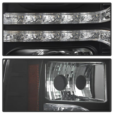 Version 2 Black LED DRL Projector Headlights <br>07-13 Chevy Silverado 1500, 2500 HD, 3500 HD
