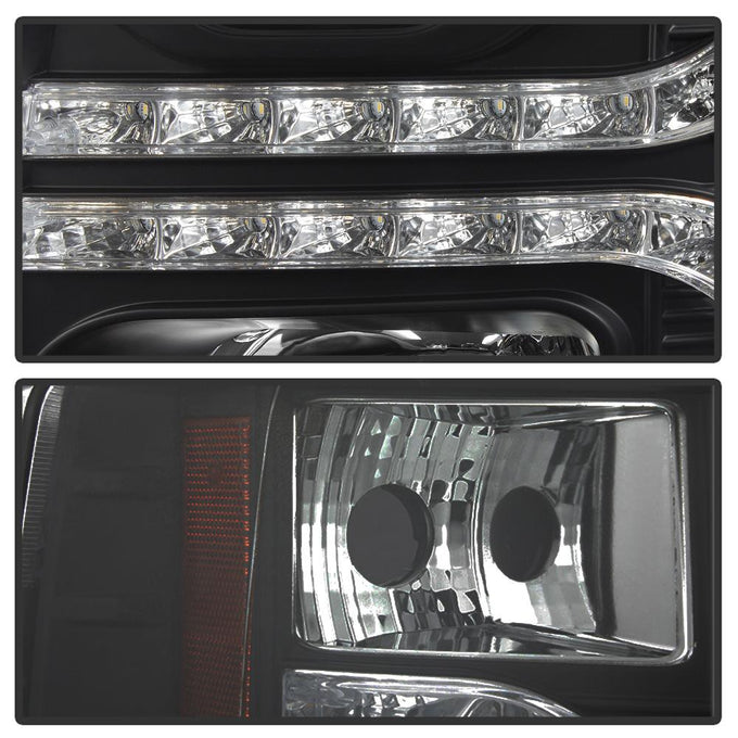 Version 2 Black LED DRL Projector Headlights <br>07-13 Chevy Silverado 1500, 2500 HD, 3500 HD