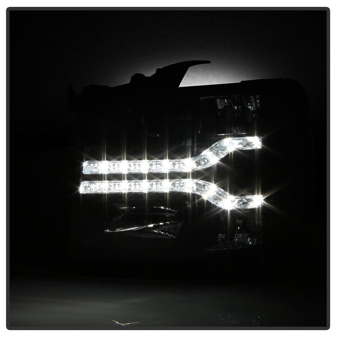 Version 2 Black LED DRL Projector Headlights <br>07-13 Chevy Silverado 1500, 2500 HD, 3500 HD