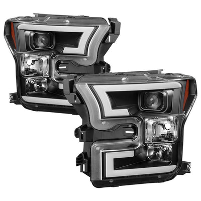 Light Bar DRL LED Black Projector Headlights <br>15-17 Ford F-150