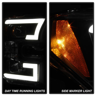 Light Bar DRL LED Black Projector Headlights <br>15-17 Ford F-150