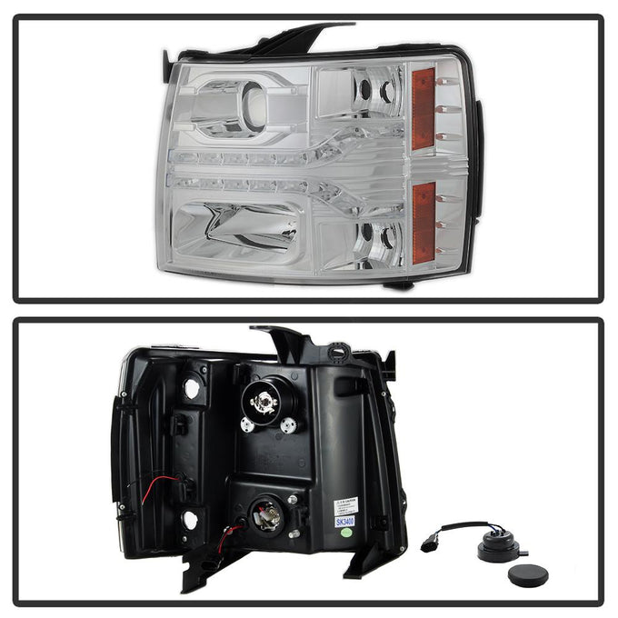 Version 2 Chrome LED DRL Projector Headlights <br>07-13 Chevy Silverado 1500, 2500 HD, 3500 HD