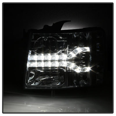 Version 2 Chrome LED DRL Projector Headlights <br>07-13 Chevy Silverado 1500, 2500 HD, 3500 HD