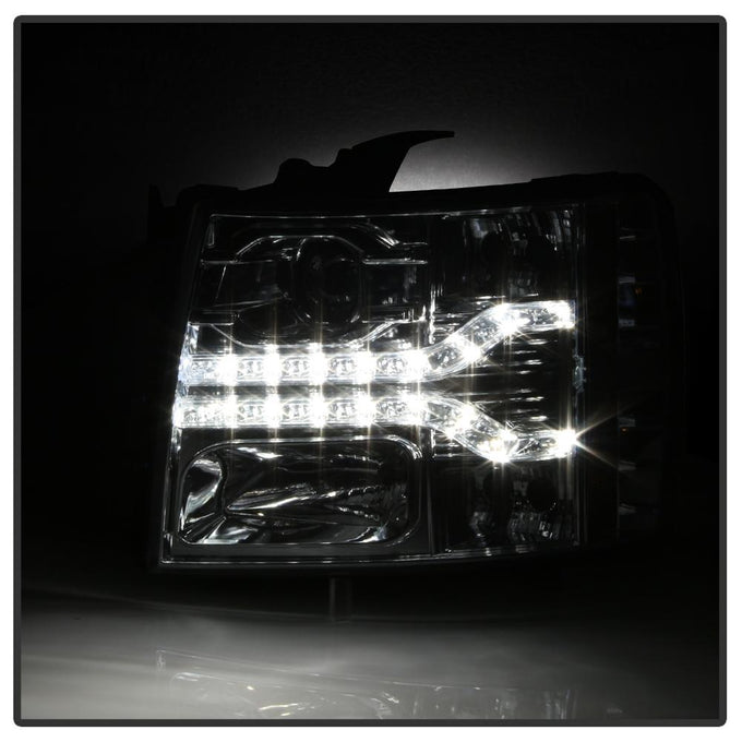 Version 2 Chrome LED DRL Projector Headlights <br>07-13 Chevy Silverado 1500, 2500 HD, 3500 HD