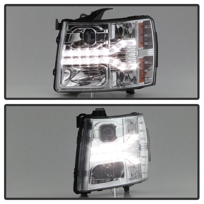 Version 2 Chrome LED DRL Projector Headlights <br>07-13 Chevy Silverado 1500, 2500 HD, 3500 HD
