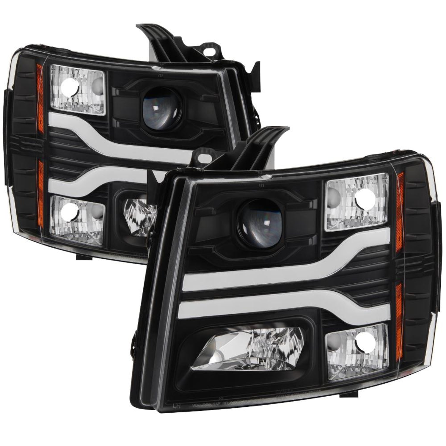 Version 3 Black LED DRL Projector Headlights <br>07-13 Chevy Silverado 1500, 2500 HD, 3500 HD