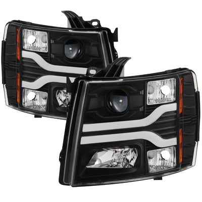 Version 3 Black LED DRL Projector Headlights <br>07-13 Chevy Silverado 1500, 2500 HD, 3500 HD