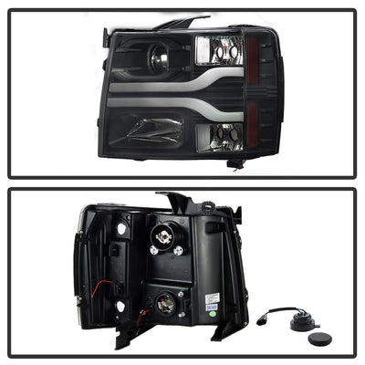 Version 3 Black LED DRL Projector Headlights <br>07-13 Chevy Silverado 1500, 2500 HD, 3500 HD
