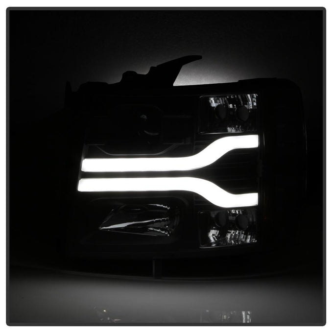 Version 3 Black LED DRL Projector Headlights <br>07-13 Chevy Silverado 1500, 2500 HD, 3500 HD