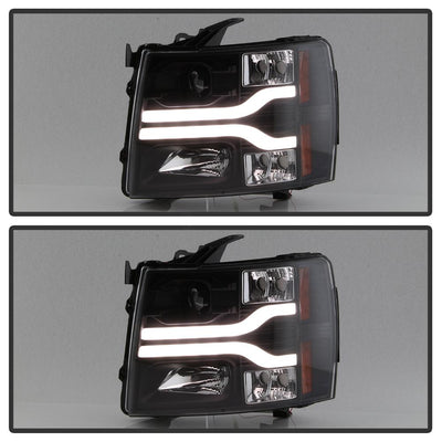 Version 3 Black LED DRL Projector Headlights <br>07-13 Chevy Silverado 1500, 2500 HD, 3500 HD