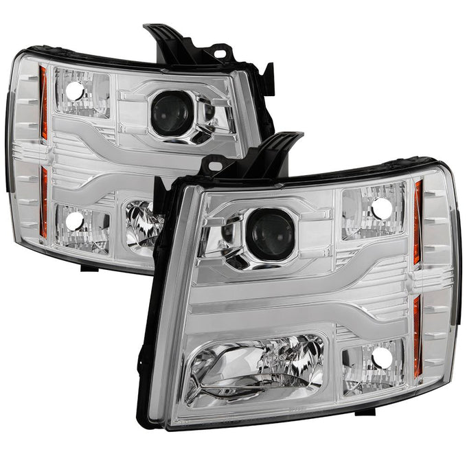 Version 3 Chrome LED DRL Projector Headlights <br>07-13 Chevy Silverado 1500, 2500 HD, 3500 HD