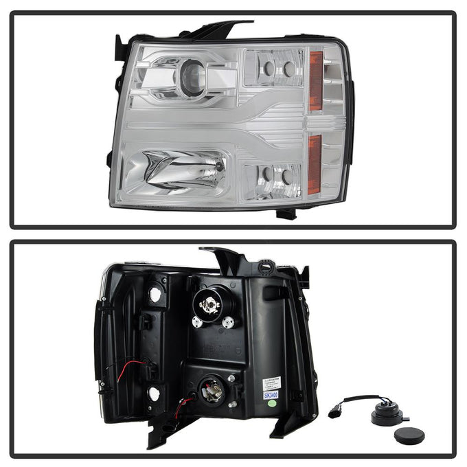 Version 3 Chrome LED DRL Projector Headlights <br>07-13 Chevy Silverado 1500, 2500 HD, 3500 HD