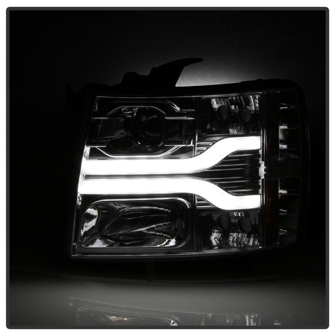 Version 3 Chrome LED DRL Projector Headlights <br>07-13 Chevy Silverado 1500, 2500 HD, 3500 HD